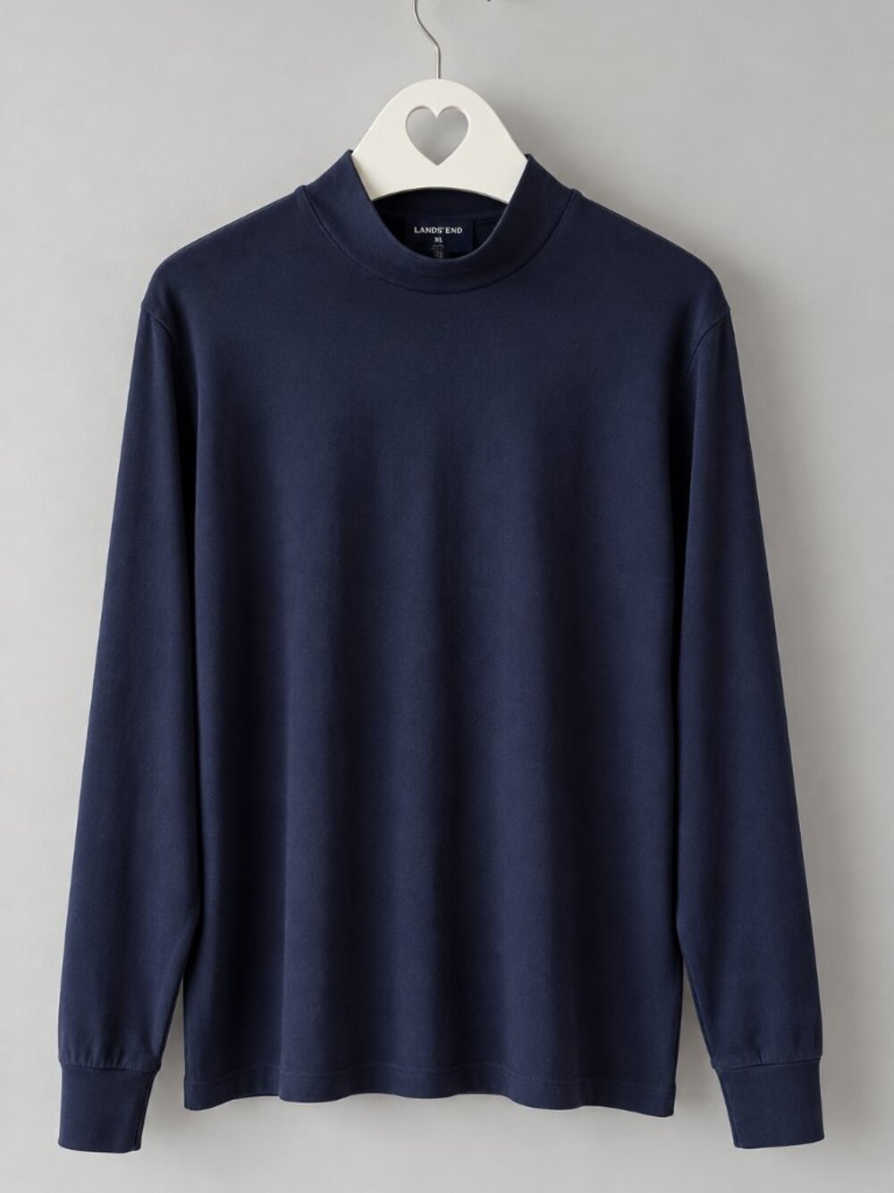 Lands’ End Navy 100% Cotton Mock Neck Top Size XL PTP